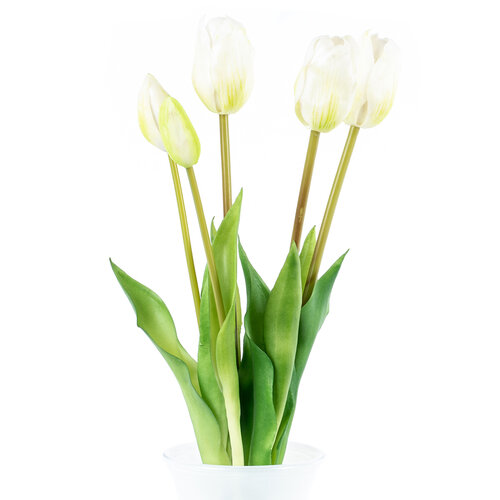 Umělý svazek Tulipánů bílá, 48 cm