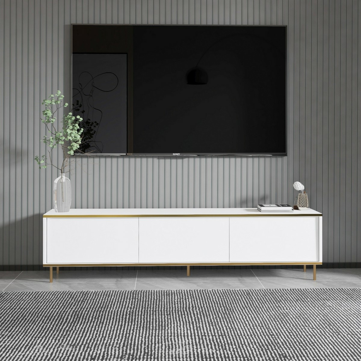 Televízny stolík Imaj White and Gold