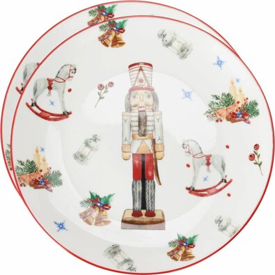 Komplet 2 porcelanskih desertnih krožnikov Nutcracker 19 cm