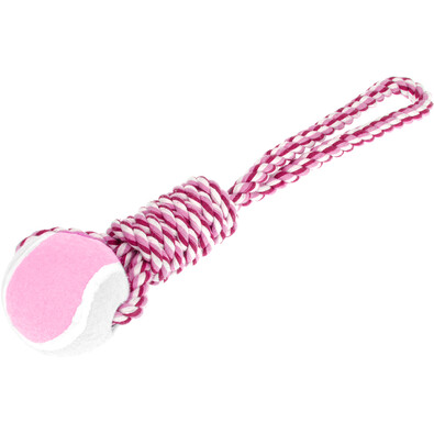 Jucărie pentru câine, funie cu minge de tenis, roz
