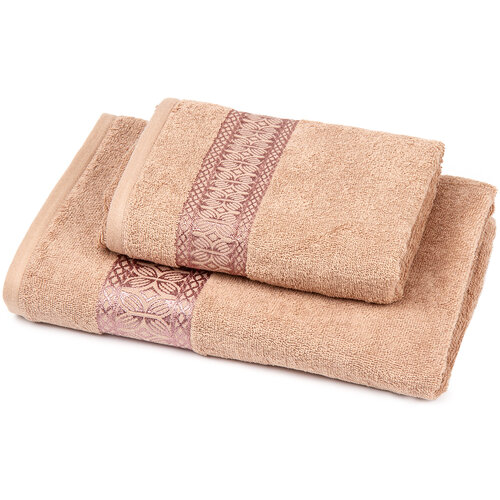 Zestaw Strook ręcznik i ręcznik kąpielowy brązowy, 70 x 140 cm, 50 x 100 cm