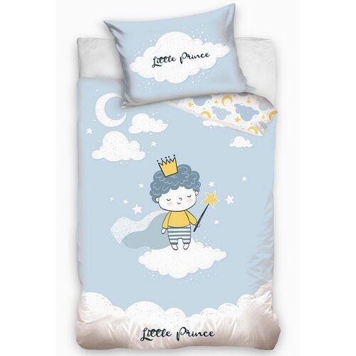 Lenjerie de pat pentru copii BedTexLittle Prince albastru, 100 x 135 cm, 40 x 60 cm