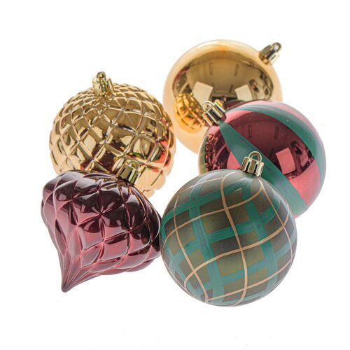 Weihnachtsschmuck-Set „London Mix“, 6 Stück, 8 cm, Kunststoff