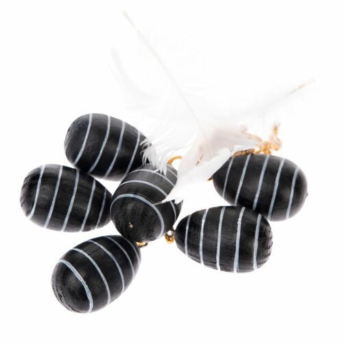 6-teiliges Set aus hölzernen Stripy-Hänge-Eiern, 2,8 × 4 cm