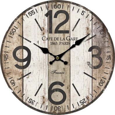 Drewniany zegar ścienny Old boards, śr. 34 cm