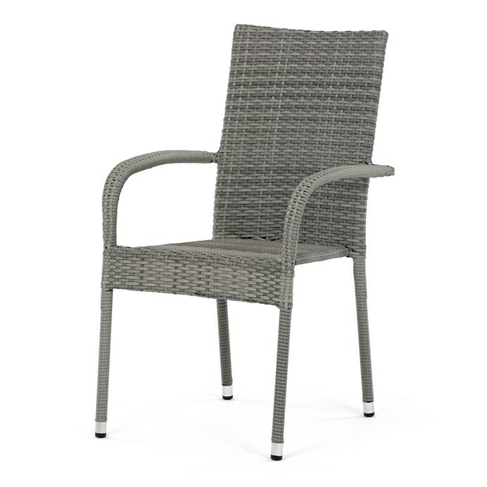 Autronic Krzesło ogrodowe, metal, polyratan, szary, AZ C-S2114 GREY