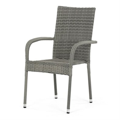 Autronic Záhradná stolička, kov, polyratan, sivá, AZC-S2114 GREY
