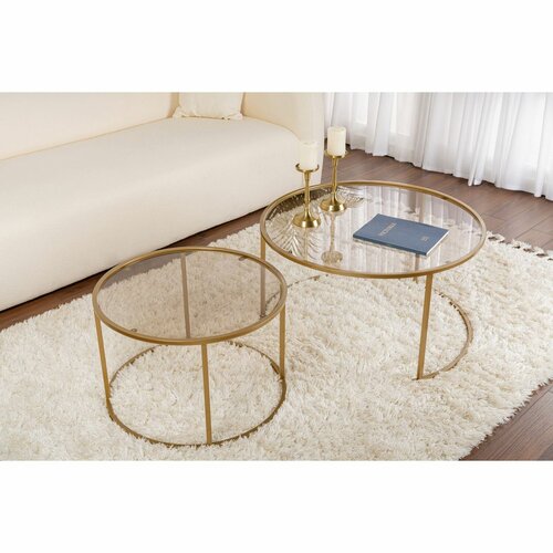 Súprava konferenčných stolíkov Aurum Gold and Bronze 80 cm, 2 ks