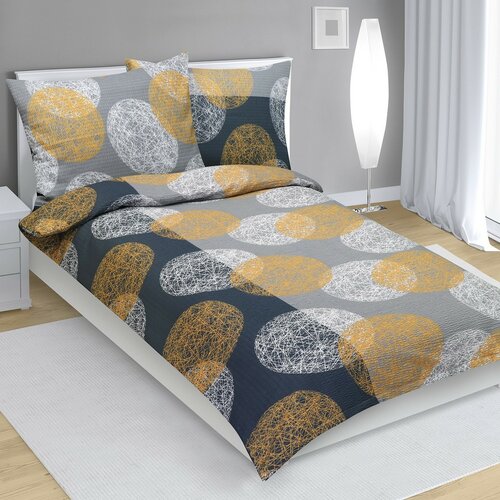Bellatex Baumwollbettwäsche Ball Grau-Orange, 140 x 200 cm, 70 x 90 cm