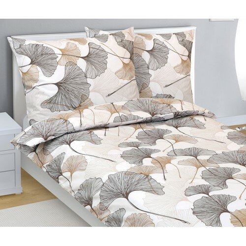 Bellatex Bawełniana pościel Ginkgo beżowa, 140 x200 cm, 70 x 90 cm