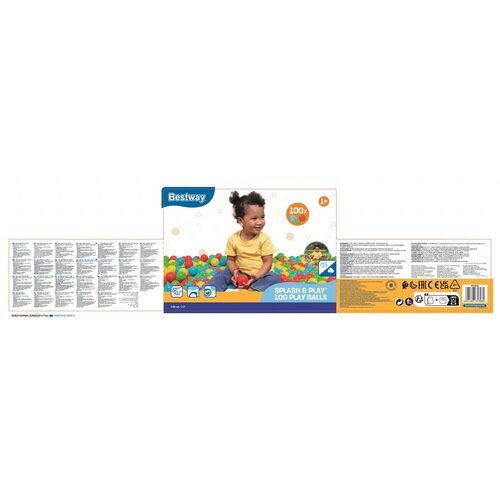 Bestway 100 plastikowych kulek w torbie zapinanejna zamek, średnica 5,85 cm
