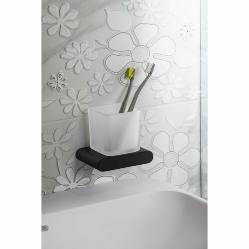 SAPHO RF004/15 Flori fogkefetartó, fekete matt/tejüveg termék 2. képe