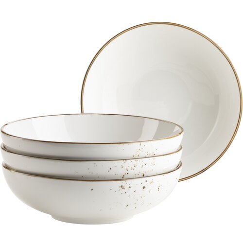 Mäser Set de 4 boluri Pintar White cu puncte maro22 cm