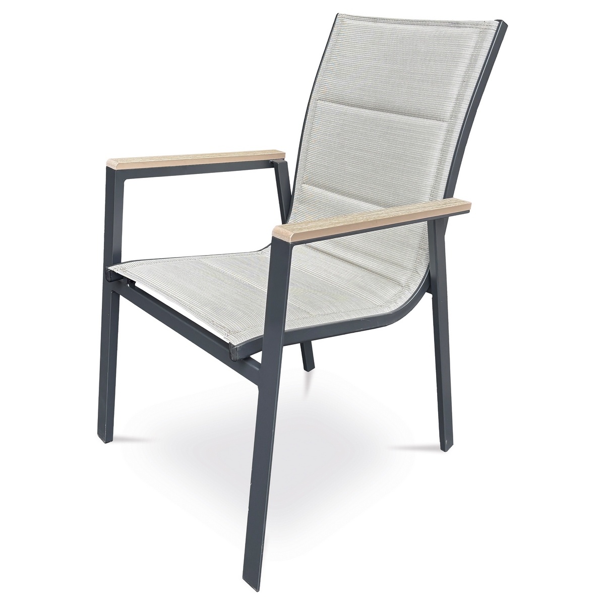 Autronic Záhradná stolička, hliník, textil, béžová, AZC-S1110 BK