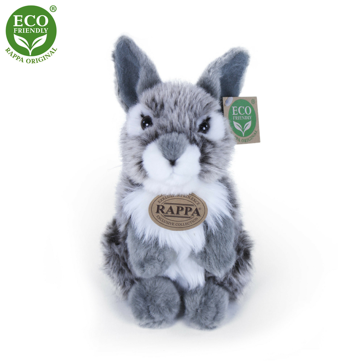 Rappa álló nyúl plüss, szürke, 20 cm ECO-FRIENDLY