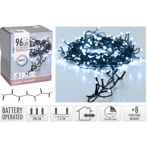 Lampki na choinkę, białe, 96 LED