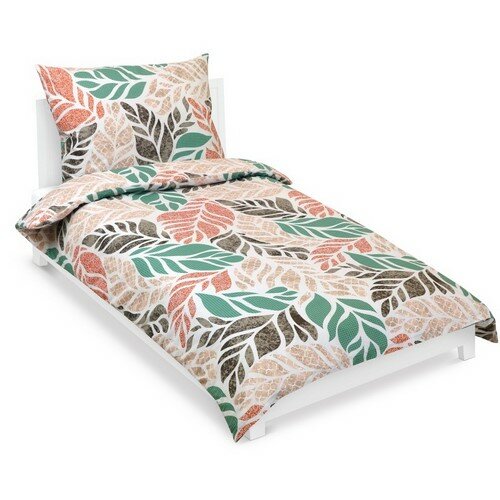 Bellatex Pościel bawełniana Wariacja jesienna zielony, 140 x 200 cm, 70 x 90 cm