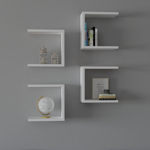 Wandregal Base White, 4 Stück