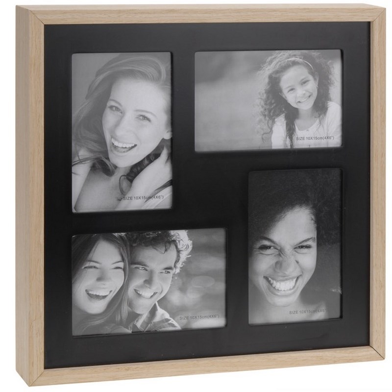 Fotorámček Wood na 4 fotografie, čierna + béžová