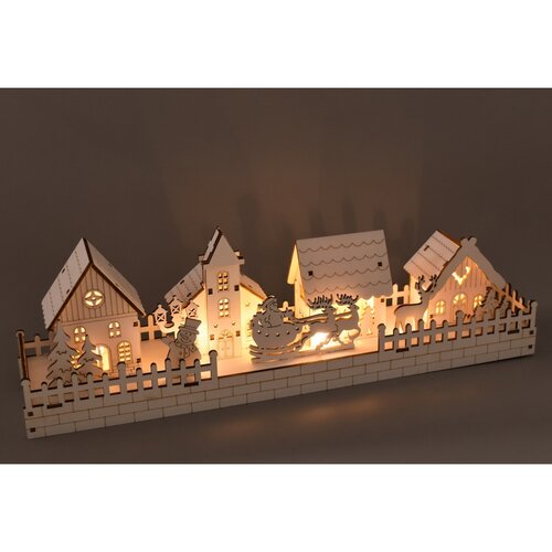 Vianočná svietiaca dekorácia Zasnežená dedinka, 40 x 13 x 8 cm, LED