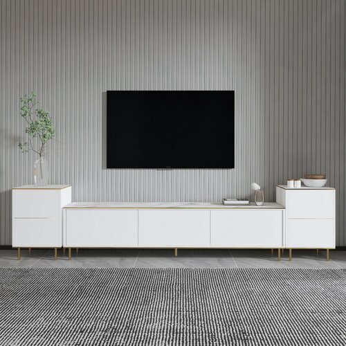 Imej White Marble and Gold  TV-asztal szekrényekkel