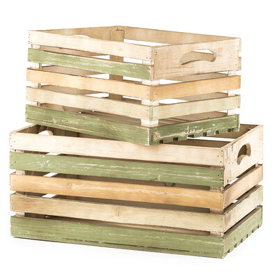 Sada dřevěných přepravek, 2 ks, zelená