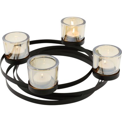 Świecznik na świeczki typu tea light Roy czarny, śr. 28 cm