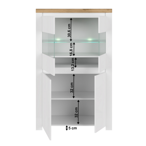 VILGO 2D2W szekrény, fényes fehér