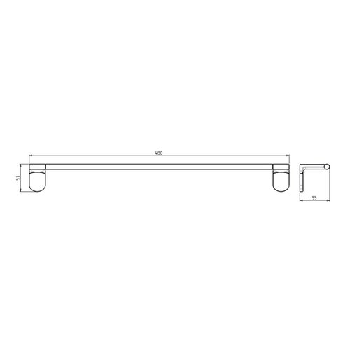 Suport de prosoape METAFORM ZE420 Zero, argintiu 48 x 5,5 cm