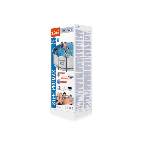 Bestway Steel Pro MAX föld feletti medence, szürke, átmérő 396 cm, magas 122 cm