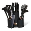 Berlinger Haus 12-delni set kuhinjskih pripomočkovv stojalu Black Rose Collection