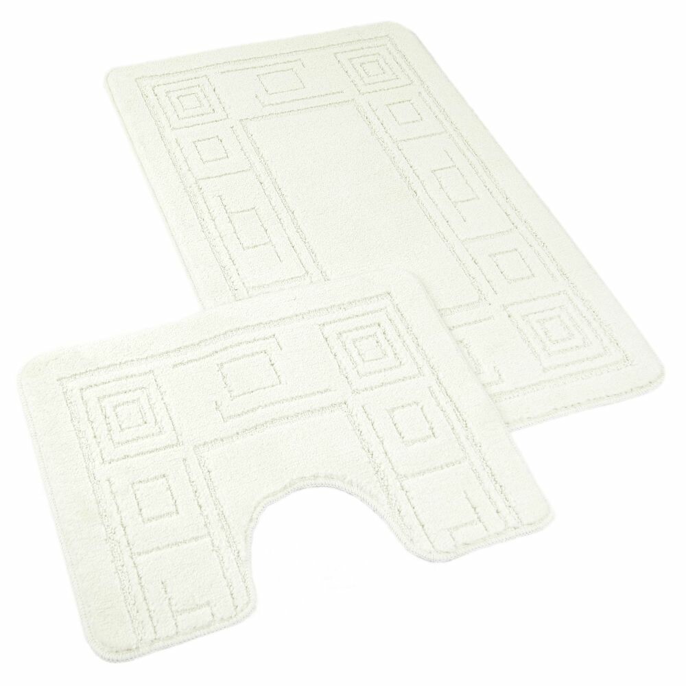 Kvalitex Sada koupelnových předložek Ornament smetanová, 60 x 100 cm, 60 x 50 cm