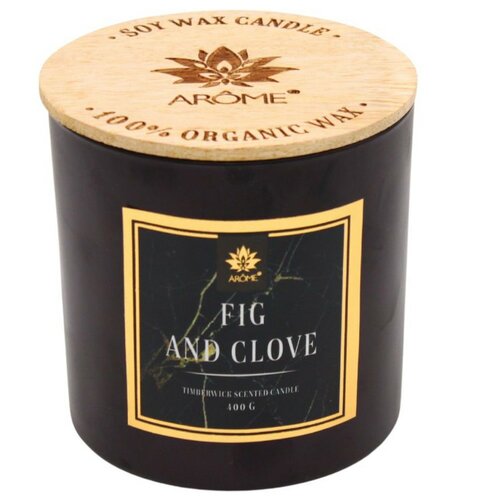 Arome Sveča z lesnim stenjem Fig and clove, 400 g