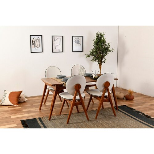 Set de scaune de sufragerie Touch Cream andWalnut, 2 buc.