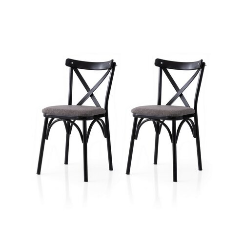 Zestaw krzeseł do jadalni Ekol Grey and Black, 2 szt.