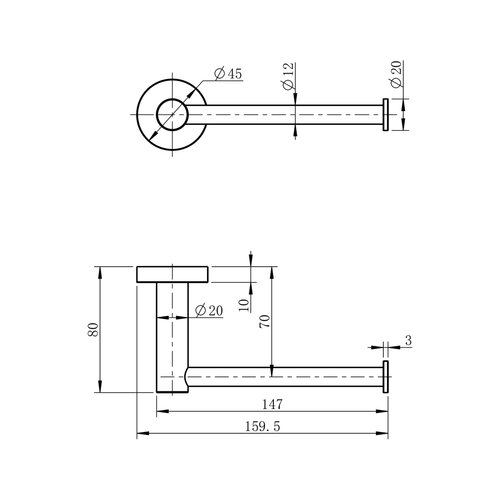 Sapho XR723B X-Round držalo za toaletni papir,brez pokrova, črna