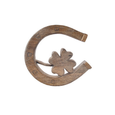 InDecor Dekoracja ścienna z drewna mango Podkowa zkoniczynką, 20 x 21,5 x 2,5 cm