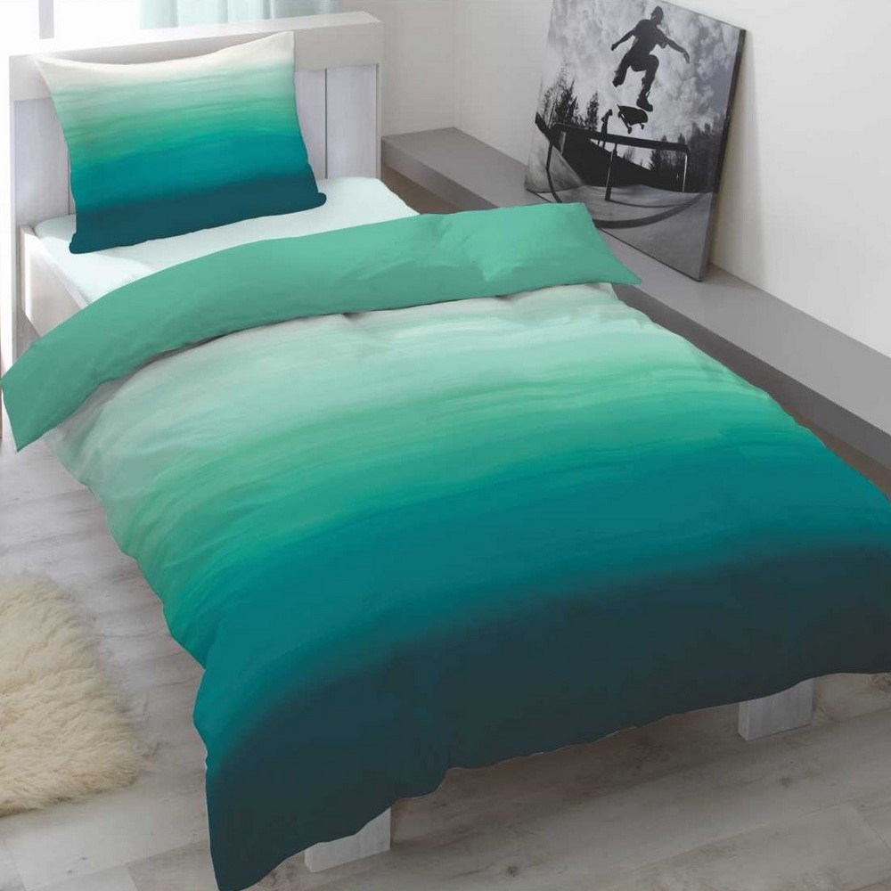 Trade Concept Saténové obliečky Balayage zelená, 140 x 200 cm, 70 x 90 cm