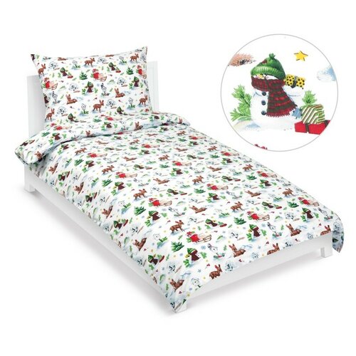Bellatex Lenjerie de pat din bumbac de Crăciun Animale în pădure, 140 x 200 cm, 70 x 90 cm