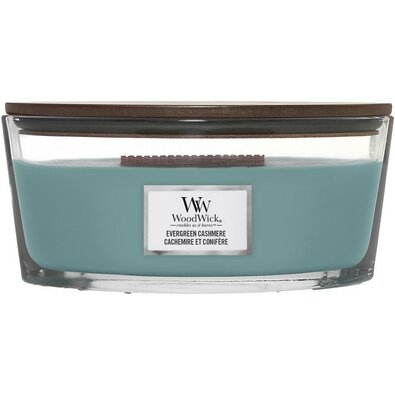 WoodWick illatos gyertya, Evergreen Cashmere hajó, 453 g
