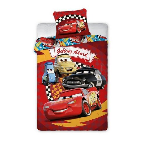 Lenjerie din bumbac, pentru copii, Cars 3 FulgerMcQueen și prietenii, 140 x 200 cm, 70 x 90 cm