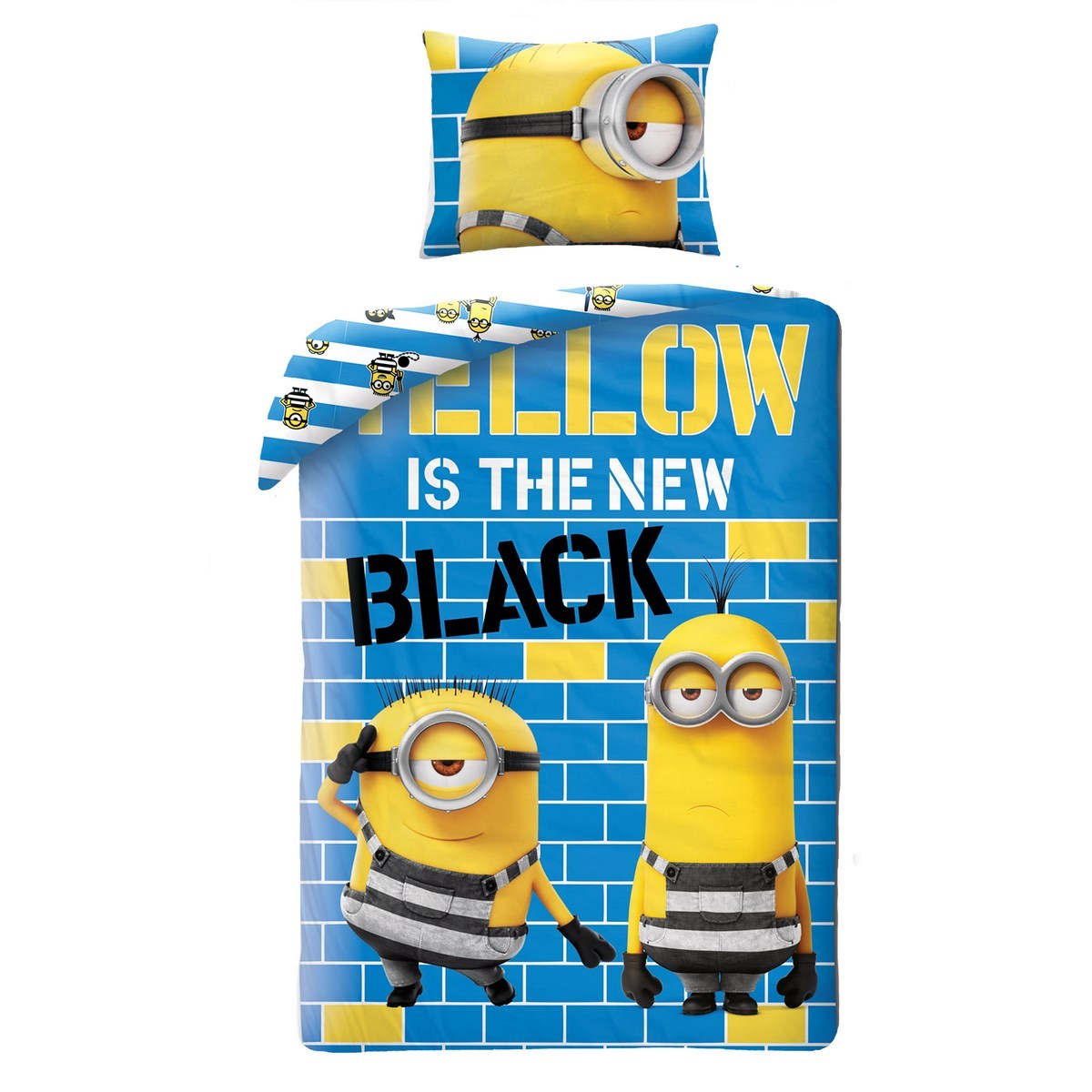 Halantex Dětské bavlněné povlečení Já padouch Mimoni Yellow is the new Black, 140 x 200 cm, 70 x 90 cm