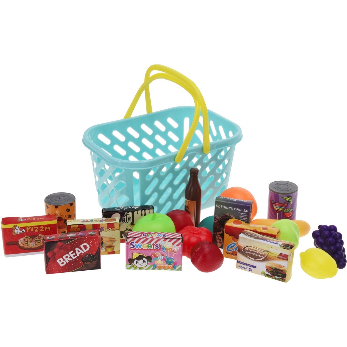 Detský hrací set Nákupný košík modrá, 27 cm