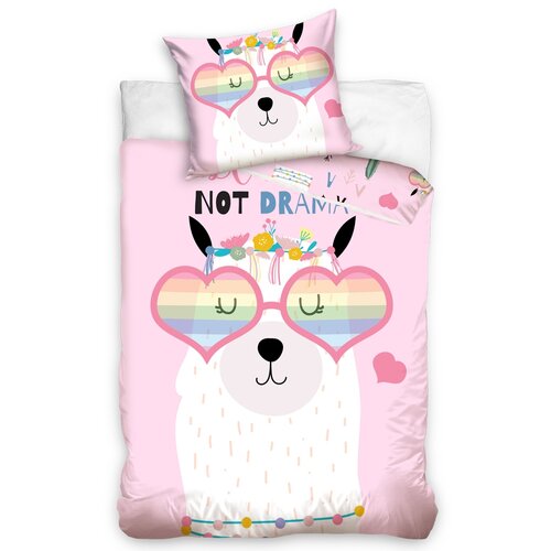 Pościel bawełniana Lama Not Drama, 140 x 200 cm, 70 x 90 cm