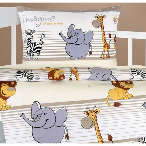 Bellatex Kinderbettwäsche aus Baumwolle Agáta Safari Beige, 90 x 135 cm, 45 x 60 cm