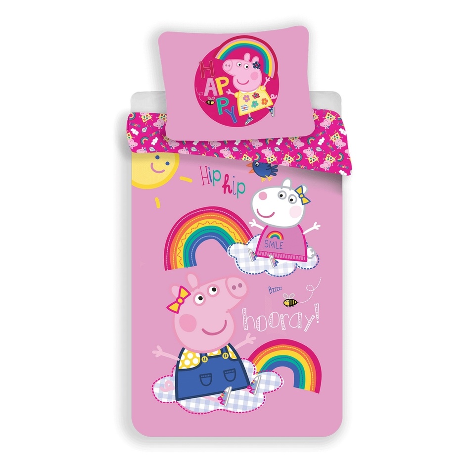 Jerry Fabrics Lenjerie de pat din bumbac pentru copii Peppa Pig 014, 140 x 200 cm, 70 x 90 cm