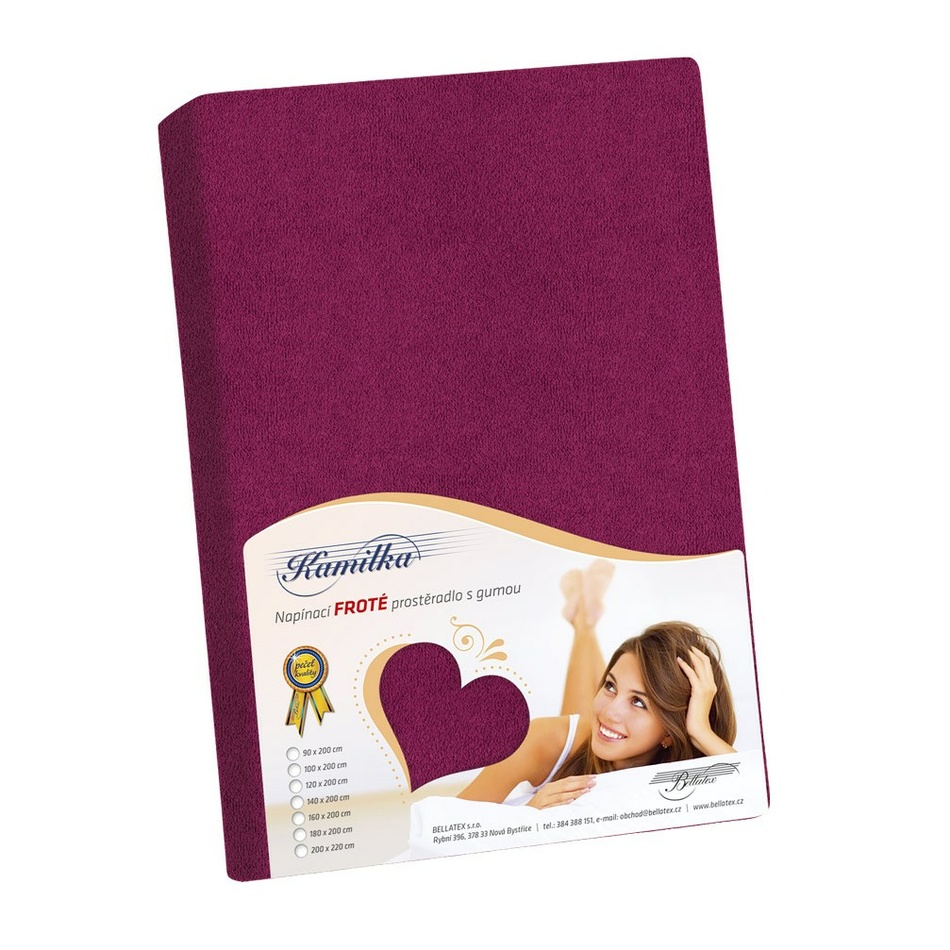 Fotografia produktu: Bellatex Froté prestieradlo Kamilka bordó, 200 x 220 cm