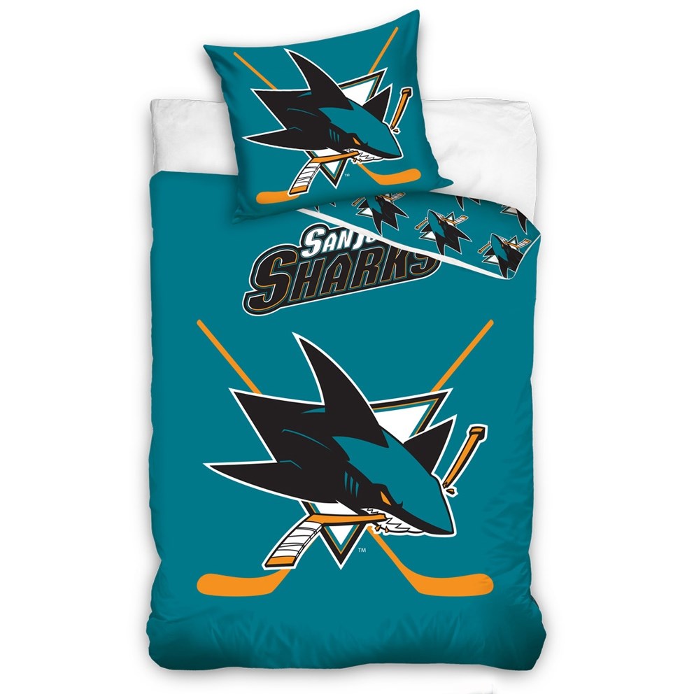 TipTrade Bavlněné svíticí povlečení NHL San Jose Sharks , 140 x 200 cm, 70 x 90 cm