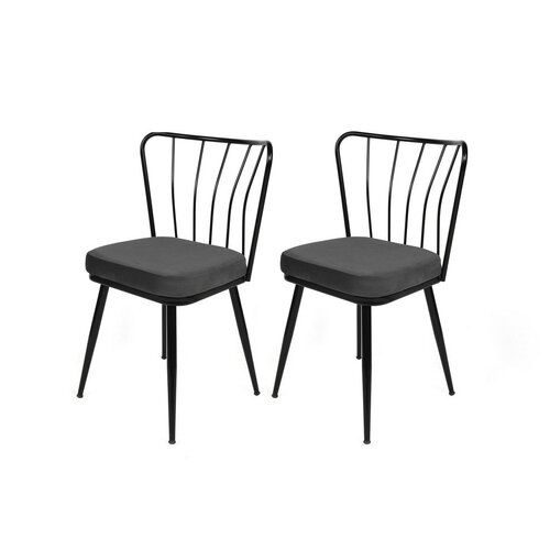 Zestaw krzeseł do jadalni Yildiz Anthracite and Black, 2 szt.