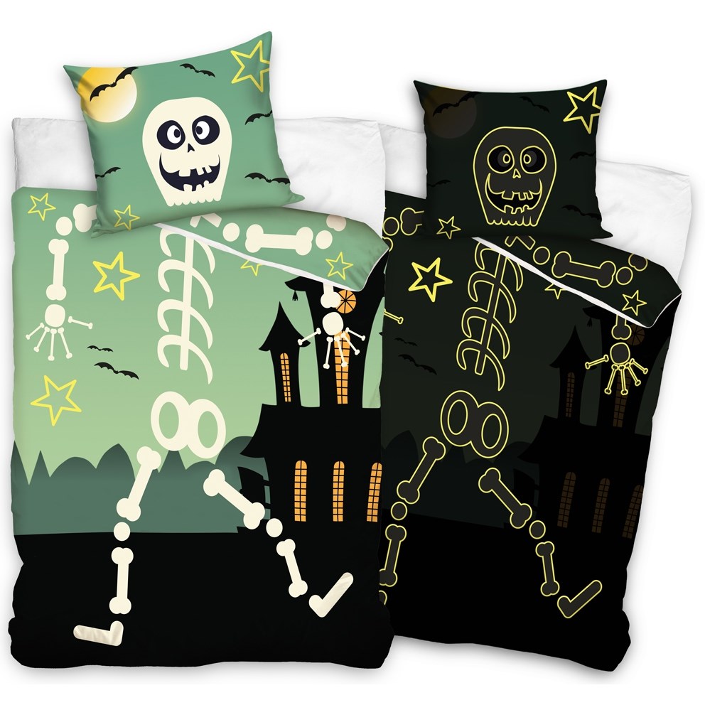 TipTrade Bavlnené obliečky Halloween Kostlivec, 140 x 200 cm, 70 x 80 cm